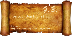 Fontos Boglárka névjegykártya